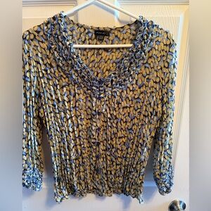 Piano Blue and Yellow Women's Blouse Sz S